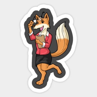 Fox as secretary with glasses and notepad Sticker